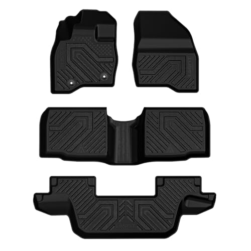 LASFIT Floor Mats for Ford Explorer 2015-2019 7 Seater All Weather TPE Car Liners Custom Fit for Front, Rear and 3rd Row, Black 4pcs - style: 3) Explorer 7-Seat| 15-19 | 3Rows