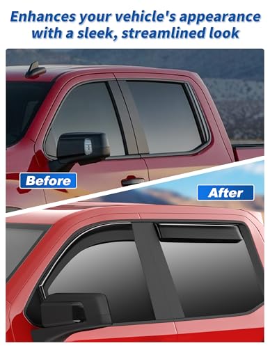 in-Channel Window Rain Guards Fit for Chevy Silverado 1500 & GMC Sierra 1500 Crew Cab 2019-2026 Extra Durable Window Deflectors Window Vent Visors Truck Vent Shades Exterior Car Accessories - size: 2019-2026 Chevy Silverado/GMC Sierra 1500 Crew Cab