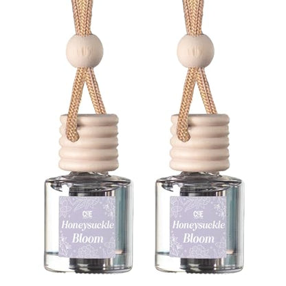 C&E Craft Co Hanging Car Air Freshener Diffuser 2 Pack, Long Lasting Fragrance Oil Car Freshener, Glass Bottle Auto Air Freshener, Made in USA (Honeysuckle Bloom) - size: 34 Fl Oz (Pack of 2)