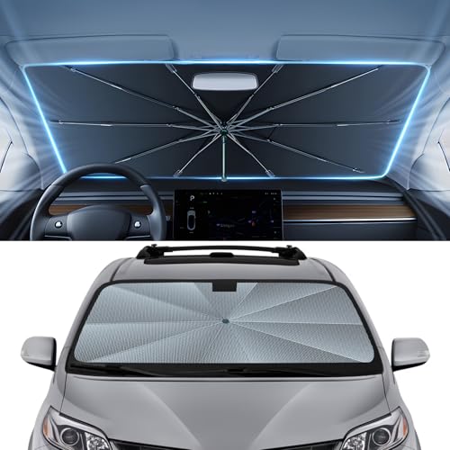 Autorder Windshield Sun Shade Umbrella for 2011-2020 Toyota Sienna Accessories,Upgraded Ice Crystal Material,Easy Setup Umbrella Sunshade for Car Windshield,100% Sun Blocking - size: Toyota Sienna 2011-2020