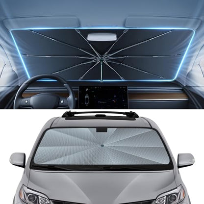Autorder Windshield Sun Shade Umbrella for 2011-2020 Toyota Sienna Accessories,Upgraded Ice Crystal Material,Easy Setup Umbrella Sunshade for Car Windshield,100% Sun Blocking - size: Toyota Sienna 2011-2020