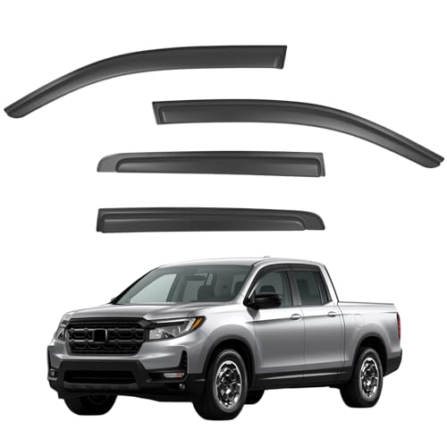 Window Visors Rain Guards fits 2017-2026 Honda Ridgeline, Out-Channel Side Window Wind Deflectors Vent Shades Accessories, Dark Smoke 4 Pcs, 2018 2019 2020 2021 2022 2023 2024 2025 - size: 2017-2026 Honda Ridgeline
