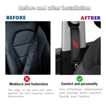 2Pcs Carbon Fiber Leather Seat Belt Cushions Shoulder Pad Soft for Challenger Dakota Charger SRT Avenger Durango Accessories,Car Seat Belt Pads Safety Belt Cover Pad (//) - color: D