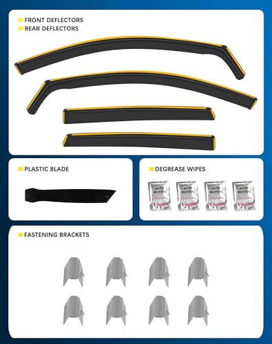 Shatterproof in-Channel Rain Guards for Honda CRV 2007-2011, Clip-on Window Deflectors Vent Window Visors Rain Sun Wind Guards Shade Deflectors - size: For CRV 2007-2011