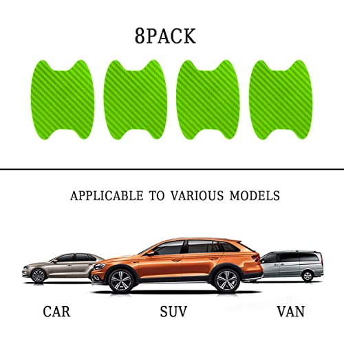 Blilo 8PCS Car Door Handle Sticker, Carbon Fiber Anti-Scratches, Universal Fit, Green/8PCS - color: Green/8PCS