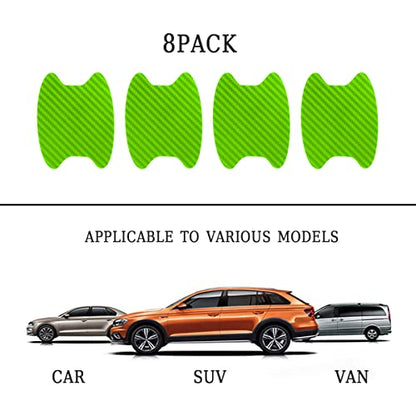 Blilo 8PCS Car Door Handle Sticker, Carbon Fiber Anti-Scratches, Universal Fit, Green/8PCS - color: Green/8PCS