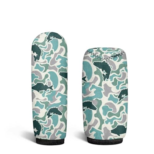 Handbrake and Gear Shift Knob Cover 2 Piece Automobile Hand Brake Cover Car Interior Accessories - color: Fish Camo Print