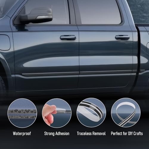 Car Pinstriping Tape, 32Ft Car Vinyl Striping Tape Stripe Decal Waistline Body Side Striping Tape Emblems Trim for DIY Car Racing Motorcycle SUV Pickup (Black) - color: Black-1