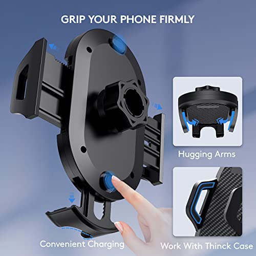 Car Phone Holder Mount, [Strong Suction Cup] [Military Grade Durable] for Windshield and Dashboard, Adjustable Long Arm Compatible with iPhone 17 16 15 14 Pro Max and All Smartphones,Black