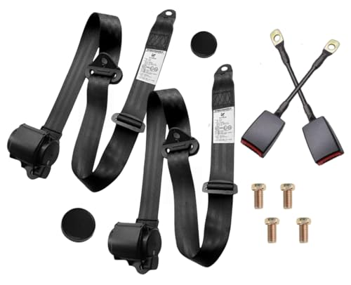 2 Pack 3 pt Pads Adjustable Retractable Straps Cover Universal Replacement Set for Golf Cart Go Kart,Club Golf Cart,Minivan Van,SUV,UTV, VR,Pickup,Truck for Modification Seatbelt Protective Covers Kit - color: Black