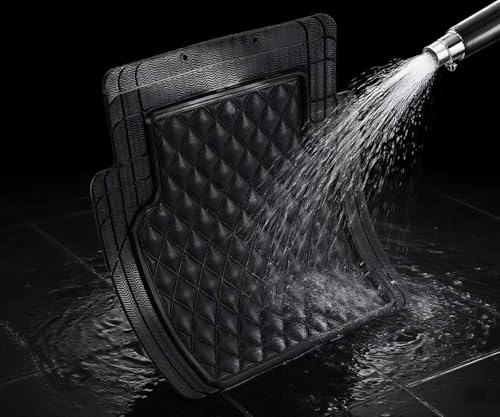 Universal Trim-to-Fit Car Floor Mats for Cars Trucks SUVs Rubber Non-Slip Waterproof All Weather Protection Floor Liner-Black - color: Black