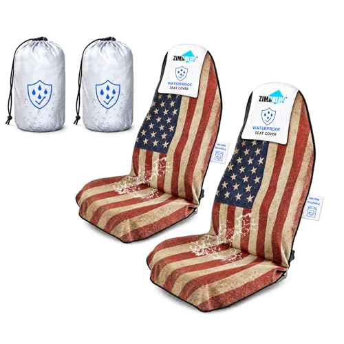 ZIMABLUE 2-Pack American Flag Car Seat Towel Protector - Waterproof & Sweatproof Seat Covers for Post-Gym, Beach, Yoga & Sports - Non-Slip Universal Fit for SUV, Sedan - Machine Washable - color: American Flag, size: 2 Pack Front Seats