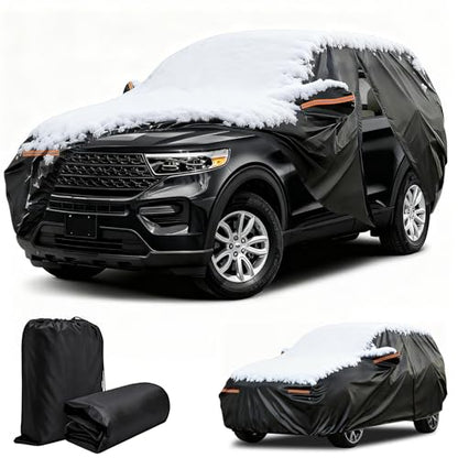 Winter Car Cover for Ford Explorer 1991-2025, Heavy Duty SUV Full Car Cover Waterproof All Weather Outdoor for Hail Snow Ice Rain Sun UV Dust Protector, with Driver Side Zipper & Reflective Strips