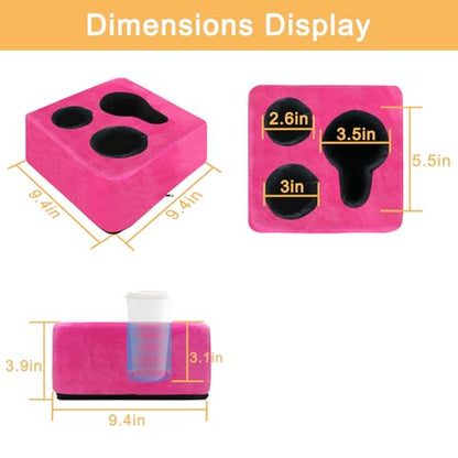 Couch Cup Holder Pillow Tray! Keep Drinks Hand Reach and KeepTemp, Prevent Spills and Use Anywhere. Cup Holder for Couch, Bed, Car, Courtyard, Park, Beach. Pink - color: Pink, size: 9.4" x 9.4" x 3.9"