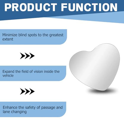 2 Pack HD Glass Blind Spot Mirror 360° Adjustable Frameless Convex Rear View Mirrors Exterior Accessories with Wide Angle for Car SUV and Trucks Easy Install (Heart Shaped Mirror) - style: Heart Shaped Mirror