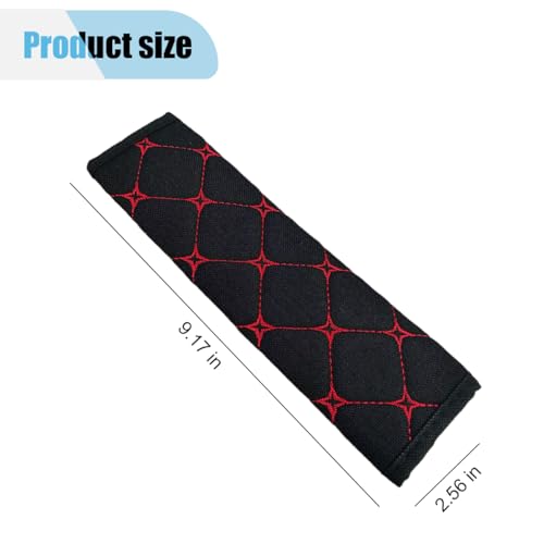 2PCS Car Seat Belt Cover, Cotton Linen Car Safety Seat Belt Pads, Harness Shoulder Pads Protect Your Neck, Universal Car Strap Protection Accessories for Cars, Trucks, SUVs (Black＆Red) - color: Black＆Red