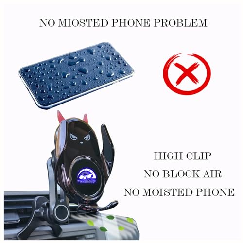 Car Phone Holder Mount Wireless Charging Auto Clamping with Rotatable Vent Clip Cute Demon for iPhone Samsung Galaxy Andriod Phone - style: Dark demond