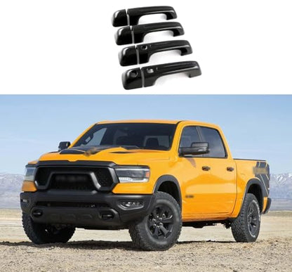 Car Accessories Fit for Dodge Ram 1500 2024 2023 2022 2021 2020 2019 Door Handle Cover Trims （Glossy Black with Smart Hole ABS 8PCS - color: Glossy Black With Smart Hole