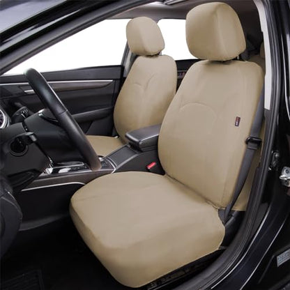 Flying Banner Car Seat Covers Front Seats Rear Bench Polyester car seat Protectors Easy installations Rear Bench Split Classic Man Lady Truck - color: Solid Beige