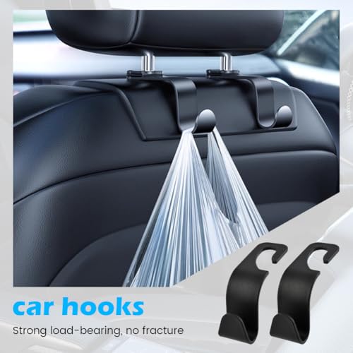 1 Pack Car Cup Holder Expander 2 in 1 Adapter with Expandable Base, Car-Seat Headrest Hook 4 Pack Hanger Storage Organizer fit Universal Vehicle Car