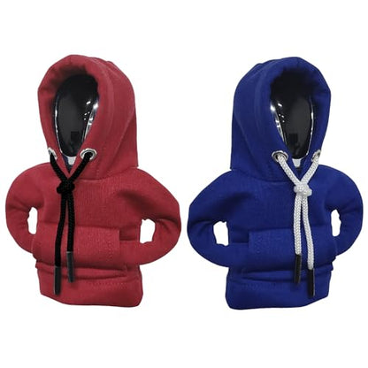 vvag Gear Shift Hoodie, Hoodie Car Gear Shift Cover, Car Shift Knob Hoodie, Automotive Interior Accessories, Universal Fit Knob Cover Gift (Red+Blue) - color: Red+Blue