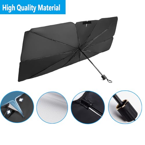 Windshield Sun Shade 2025 Car Accessories 100% Blackout Car Front Windsow Shades Umbrella Automotive Sun Visor Block Heat Insulation Protection (Red) - color: Red