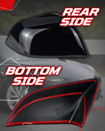 Side Mirror Caps Cover Compatible with Tesla Model 3 2017 2018 2019 2020 2021 2022 2023 2024 2025 Gloss Black Mirror Covers - color: Model 3 Gloss Black Mirror Covers
