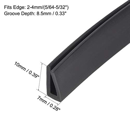 uxcell Edge Trim U Seal Extrusion, Silicone Black U Channel Edge Protector Sheet Fits 5/64-5/32inch Edge 5M/16.4Ft Length - size: 5000mmx7mmx10mm