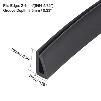 uxcell Edge Trim U Seal Extrusion, Silicone Black U Channel Edge Protector Sheet Fits 5/64-5/32inch Edge 5M/16.4Ft Length - size: 5000mmx7mmx10mm