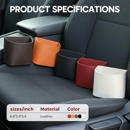 Universal Leather Car Door Cup Holder Trash Can, Leakproof Car Trash Bin,Multifunctional Back Seat Car Organizer for Hold Phones, Snacks, Drinks (A-White) - color: A-White