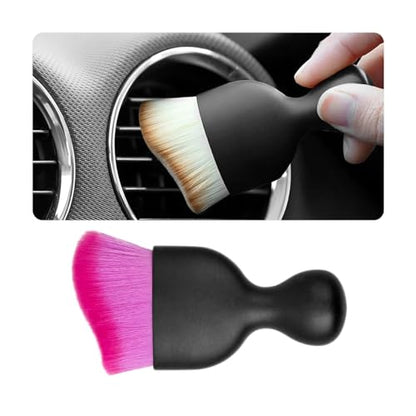 Osilly Car Detailing Brush, Auto Interior Soft Bristles Curved Cleaning Brush, Dust Collectors Dirt Removal Tool for Car Dashboard, Air Conditioner Vents, Leather, Scratch Free (Double Purple) - color: Double Purple