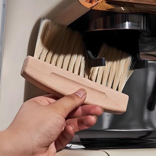 Small Dustpan and Brush Set with Wooden Handle,Mini Metal Crumb Sweeper for Countertops,Desk,Pet Hair,Car,Portable Cleaning Tools for Kitchen,Camping,Sofa (White) - color: White