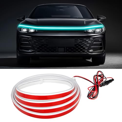 Car Hood Light Strip, 71 Inches Waterproof Flexible LED Strip, Dynamic Scan Start Up Car Daytime Running Lights, Universal Auto Exterior Decor Accessories for Most Vehicles(ice blue, 71 Inches) - color: ice blue, size: 71 Inches