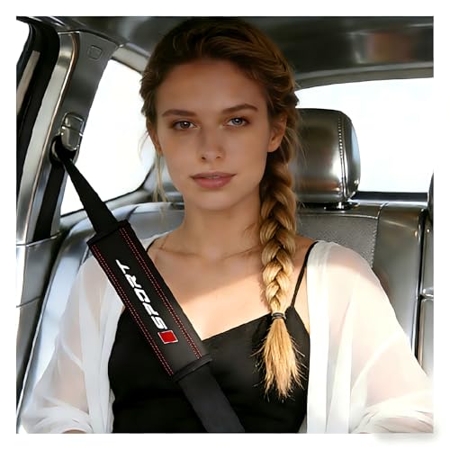 2PCS Car Seat Belt Cover Pad,Leather Car Seat Strap Pads with Red/Blue Stitching,Universal Non-Slip Seats Belt Shoulder Pad Cars Interior Accessories for Cars Truck SUV (Black/Red) - color: Black/Red