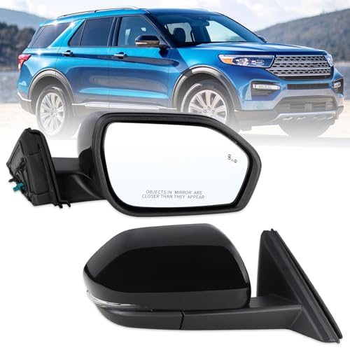 Right Passenger Side Mirror Compatible With 2020-2026 Ford Explorer With Power Folding Heated Blind Spot Puddle Light Turn Signal Mirror Memory Camera Black Replace#LB5Z17682EA(13Pins) - color: 13Pins, size: R