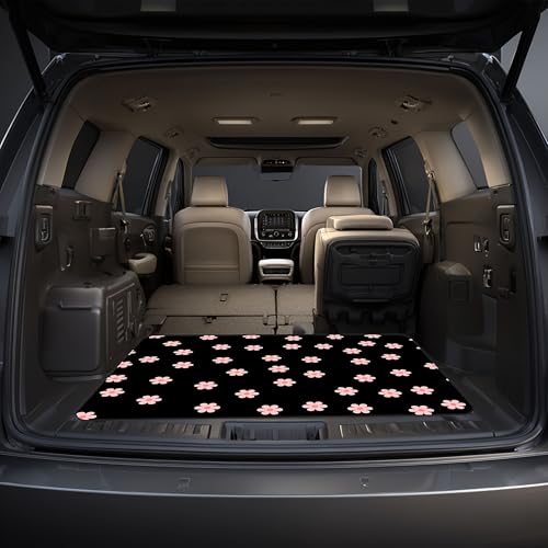Universal Car Trunk Mat 29" x 39", Little Pink Flowers Print All Weather Durable Cargo Mat Protector for SUV, Truck, Van | Stylish Cargo Liner Cover Leopard Print Car Accessories - color: Little Pink Flowers