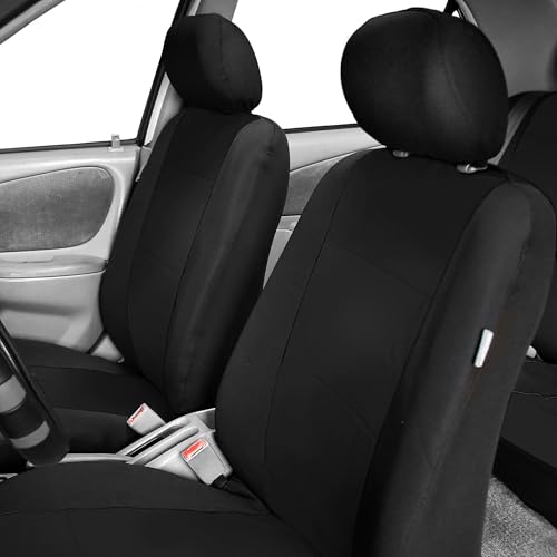 FH Group Waterproof Neoprene Car Seat Covers Front Set – Universal Fit Front Seat Covers with Storage Pockets, Airbag Compatible Automotive Seat Covers for Cars, SUVs & Vans, Black - color: Black, style: Front Set