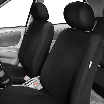 FH Group Waterproof Neoprene Car Seat Covers Front Set – Universal Fit Front Seat Covers with Storage Pockets, Airbag Compatible Automotive Seat Covers for Cars, SUVs & Vans, Black - color: Black, style: Front Set