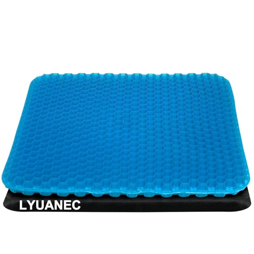 Gel Seat Cushion for Long Sitting - 20" x 20" x 1.8" (Extra Thick＆Soft) Gel Cushion for People Over 140 lbs, Pressure Relief Cushion for Office Chair, Egg Cushions for Wheelchair, Gel Pad for Car - color: Jumbo Size Blue Gel