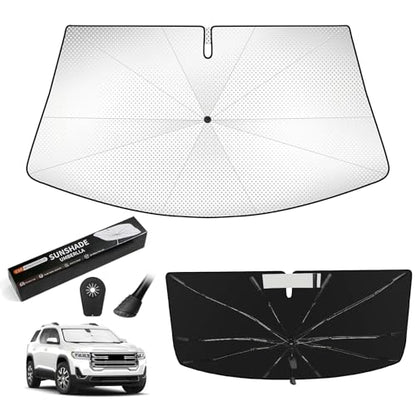Windshield Sun Shade Umbrella Custom Fit for GMC Acadia 2017-2025 Foldable UV Protection Car Cover, Emergency Rain Shield & Dashboard Protector - Durable Auto Accessory - size: For GMC Acadia 2017+
