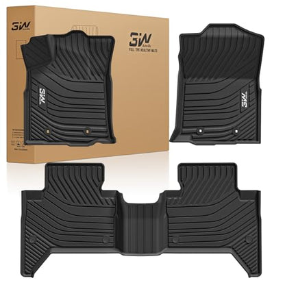 3W Floor Mats Fit Toyota Tacoma 2016-2023 (Only for Double Cab and Automatic), TPE All Weather Custom Fit Floor Liner for Toyota Tacoma SR/SR5/TRD/Limited/Trail Accessories Car Liners, Black - size: 6. Tacoma|16-23|Floor Mats