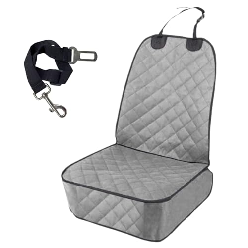 ZIMISI Dog Car Seat Cover, Waterproof & Scratch Proof Car Seat Protector with Side Flaps, Nonslip Front Car Seat Covers with Safety Belt, Universal Dog Mat for Cars, SUVs, Trucks (Grey) - color: Grey