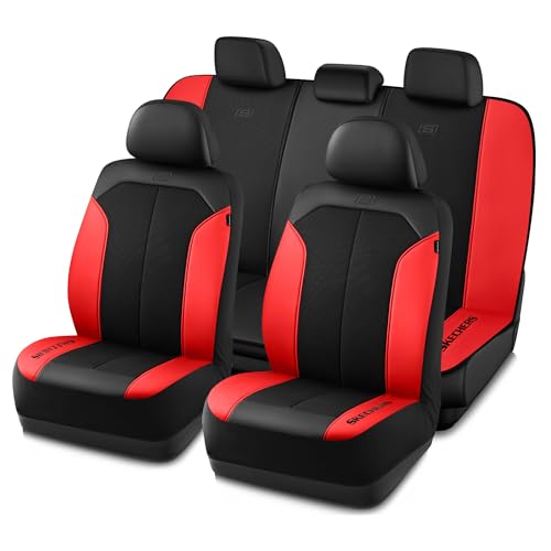 Skechers Car Seat Covers,GOGA Mat Oxford Cloth Seat Covers,Waterproof Car Seat Covers Full Sets,Automotive Universal Fit Seat Cover for Most Cars, Suvs, Trucks,Red - color: Black & Red, size: Full Sets