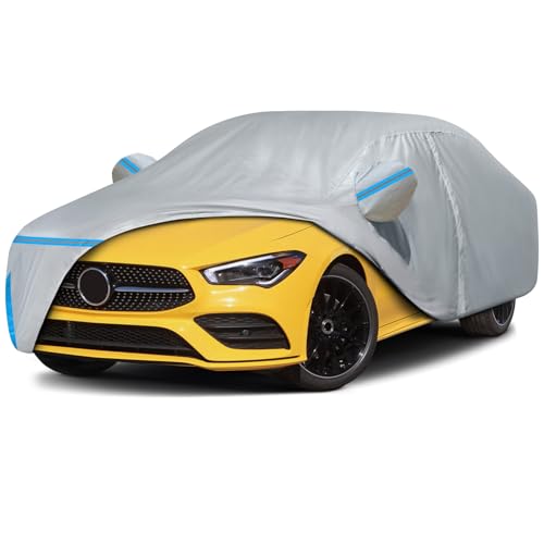 Car Cover for 2013-2026 Mercedes-Benz CLA 180 200 220 250 AMG 35 45/CLA-Class, Waterproof Custom-fit Sun Rain UV Dust Snow Protection Outdoor CLA Full Car Cover with Door Zipper and Cotton Lining-Gray - size: CLA Cover