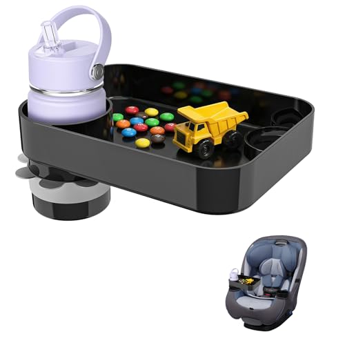 Car Seat Snack Tray for Kids Toddler Travel,Cup Holder Expander for Car,Toddler Travel & Road Trip Accessory for Mess-Free Snacking in The Car (Black) - color: Black