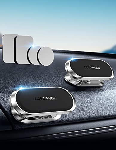 2 Pack Magnetic Phone Holder for Car, Upgrade Magnet - 360 Rotation and Easy Installation, Compatible with All Smartphones,Dashboard Car Phone Holder,Must be Used Together with Iron Sheets - color: Silver