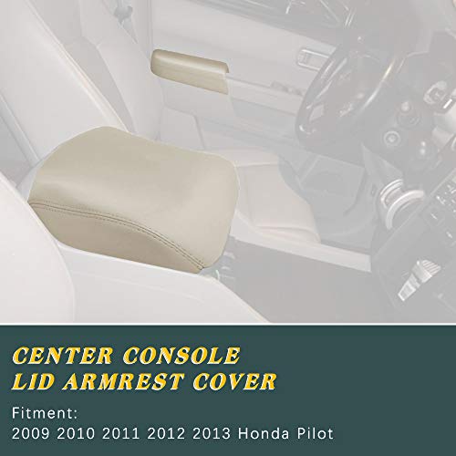 A ABIGAIL Center Console Armrest Cover Replacement for 2009 2010 2011 2012 2013 2014 2015 Honda Pilot Auto Leather Suture Console Lid Cover Replacement (Beige) - color: Beige, size: Front & Center