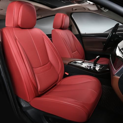 Car Seat Covers, Leather Seat Covers for Cars Full Set, Waterproof and Breathable Suitable for Most SUV/Truck/Sedan/Automotive 2 Pack(Burgundy) - color: Burgundy, size: 2 Pack