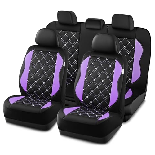 Road Comforts Seat Covers, Premium Leather Car Seat Covers Full Set for Women Girls,Airbag Compatible, Automotive Seat Covers Universal Fit Most Cars,Vans,Truck,SUV - color: Purple Full Set