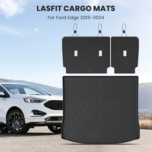 LASFIT Floor Mats&Cargo Backrest Mat for Ford Edge 2015-2024,Costom Fit All Weather Protection TPE Easy Clean Floor Liners, Keep Your Car Trunk Clean and Tidy,1pcs. - style: 10) Edge| 15-24 | Cargo&Seatback